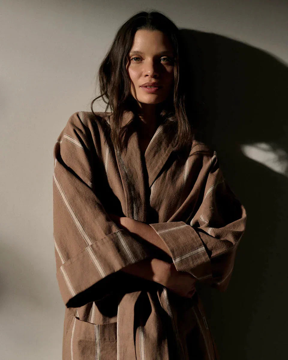 Hommey Hazelnut Stripe Robe